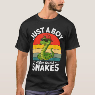 Just A Boy Who Loves Snakes Funny Snake Reptile Ki T-Shirt
