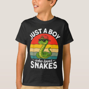Just A Boy Who Loves Snakes Funny Snake Reptile Ki T-Shirt