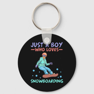 Just A Boy Who Loves Snowboarding Skiing Snowboard Keychain
