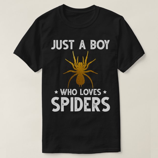 Just A Boy Who Loves Spiders  Cute Animals Lovers  T-Shirt (Design Front)