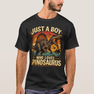 Just a Boy Who Loves Spinosaurus Dinosaur Retro T-Shirt