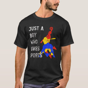 Just A Boy Who Loves Sports Football Basketball Ba T-Shirt