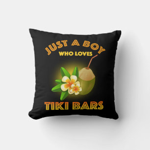 Just A Boy Who Loves Tiki Bars Throw Pillow