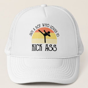 Just A Boy Who Loves To Kick-Ass Trucker Hat