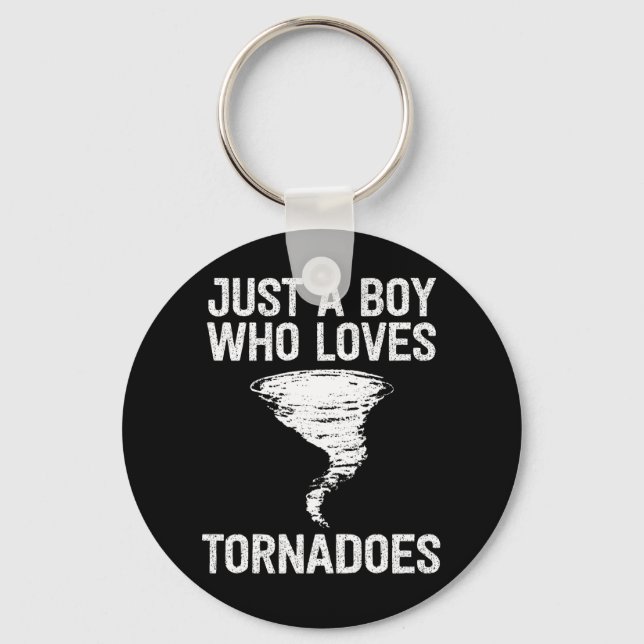 Just a boy who loves tornadoes funny kids birthday keychain (Front)