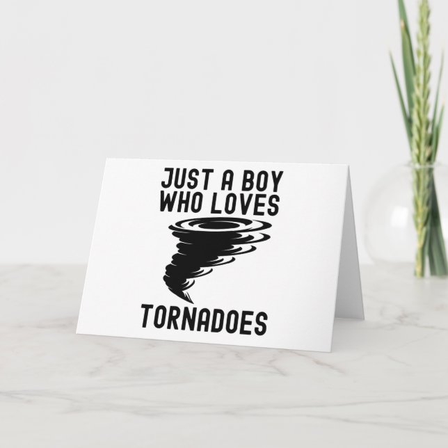 Just a boy who loves tornadoes funny kids thank you card (Front)