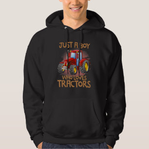 Just A Boy Who Loves Tractors Farm Kids Hoodie