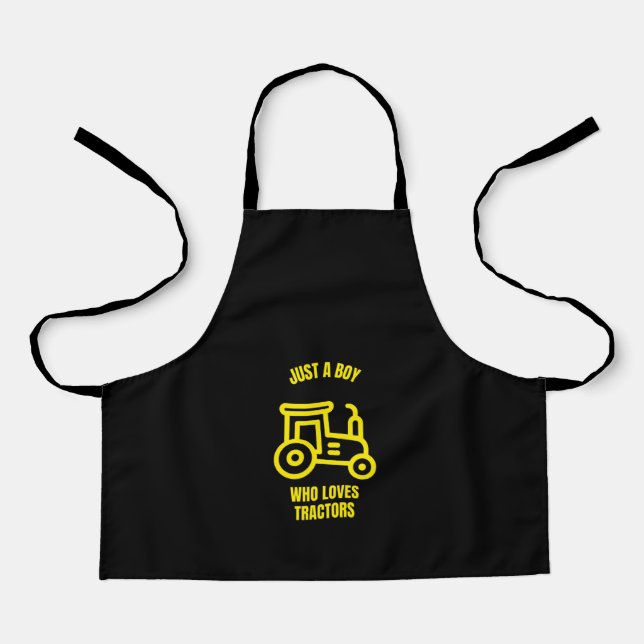 Just a boy who loves tractors funny farmer apron (Front)