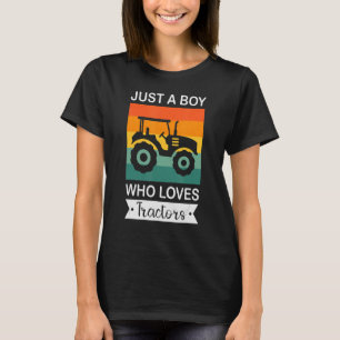 Just A Boy Who Loves Tractors Funny Tractor Farm K T-Shirt