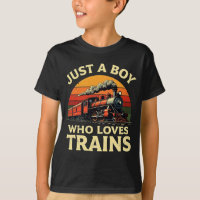 Just A Boy Who Loves Trains Vintage Train Lover