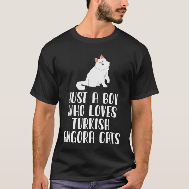 Just A Boy Who Loves Turkish Angora Cats T-Shirt (Front)