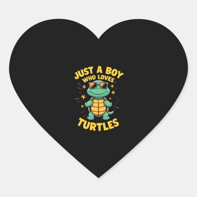 Just a boy who loves turtles Children boy (1) Heart Sticker (Front)