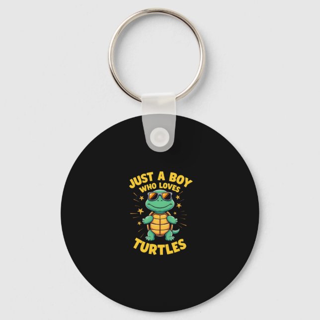 Just a boy who loves turtles Children boy (1) Keychain (Front)