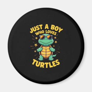 Just a boy who loves turtles Children boy (1) Magnet