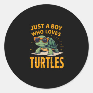 Just a boy who loves turtles Children boy (2) Classic Round Sticker