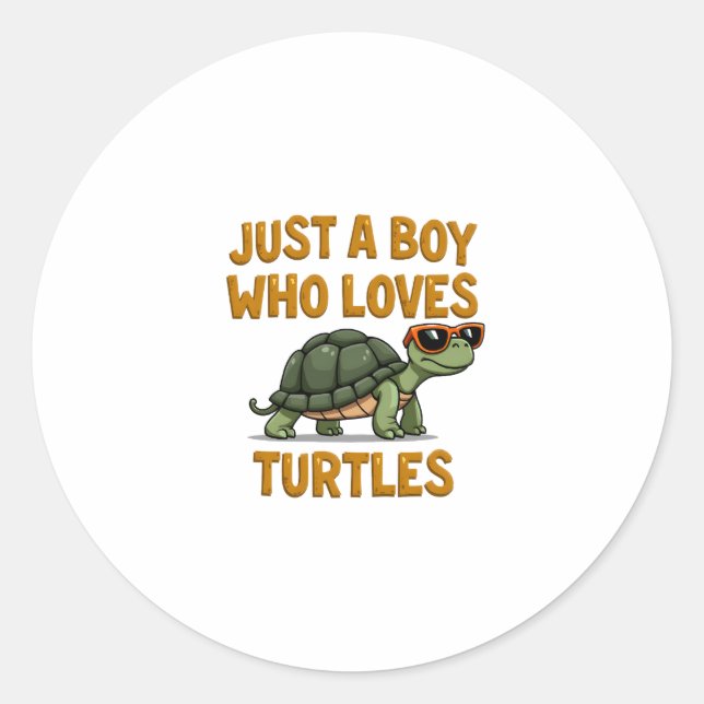 Just a boy who loves turtles Children boy (2) Classic Round Sticker (Front)
