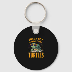 Just a boy who loves turtles Children boy (2) Keychain