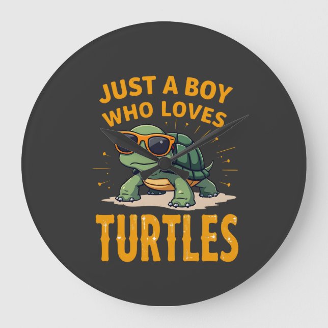 Just a boy who loves turtles Children boy (2) Large Clock (Front)