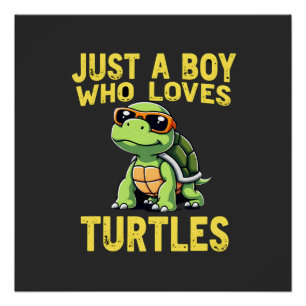 Just a boy who loves turtles Children boy (3) Poster