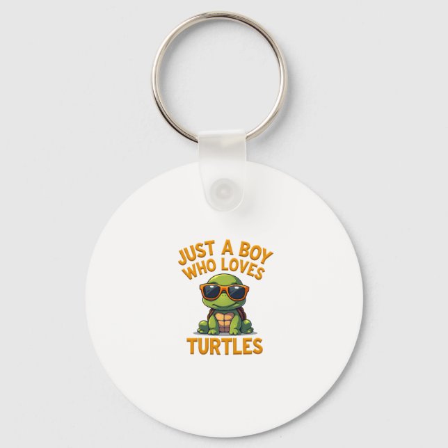 Just a boy who loves turtles Children boy Keychain (Front)