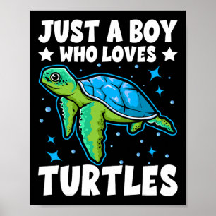 Just A Boy Who Loves Turtles Lover Gifts Sea Ocean Poster