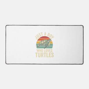 Just a Boy Who Loves Turtles Vintage Turtle Shirt_ Desk Mat
