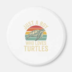 Just a Boy Who Loves Turtles Vintage Turtle Shirt_ Magnet