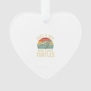 Just a Boy Who Loves Turtles Vintage Turtle Shirt_ Ornament