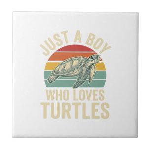 Just a Boy Who Loves Turtles Vintage Turtle Shirt_ Tile
