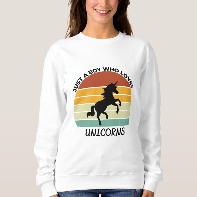 Just a Boy who loves unicorns Sweatshirt (Front)