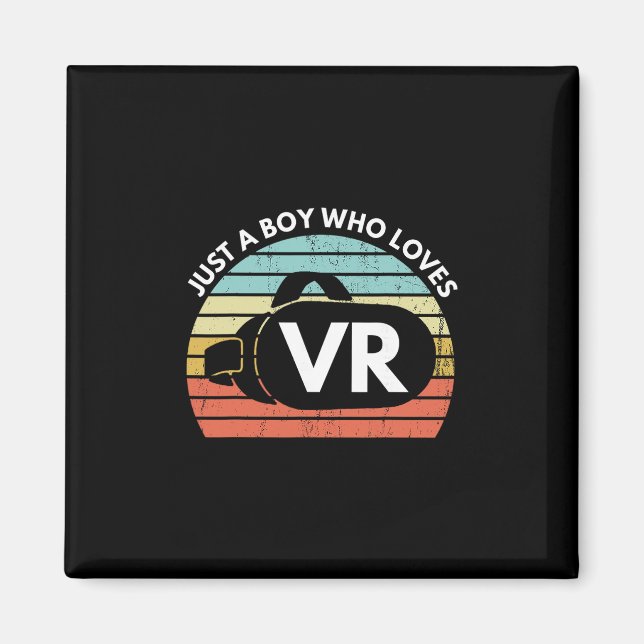 Just A Boy Who Loves Vr Funny Virtual Reality Athl Magnet (Front)
