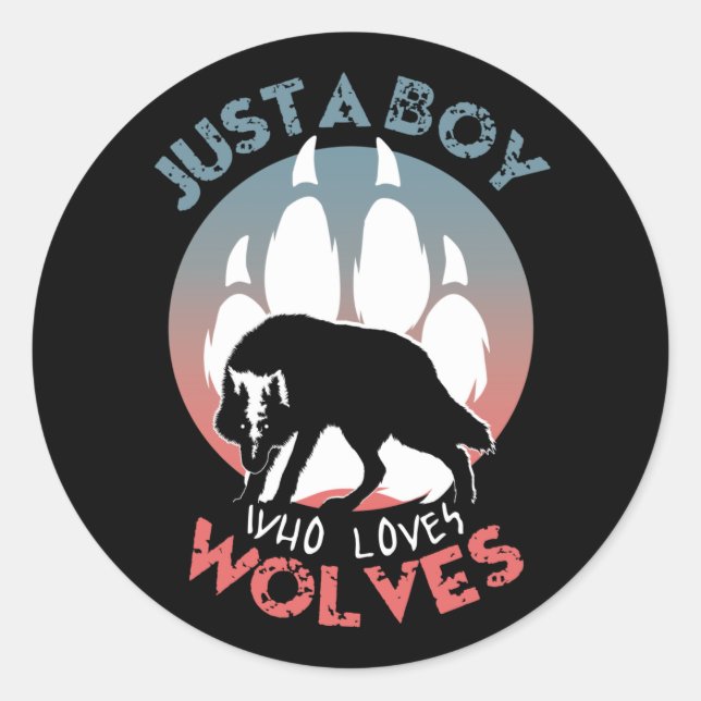 Just a boy who loves wolves classic round sticker (Front)