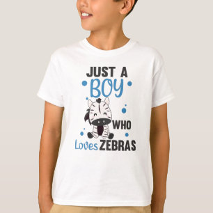 Just A Boy Who Loves Zebras Love Sweet Animals T-Shirt