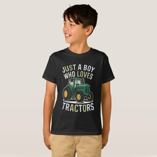 Just a Boy with a Big Love for Tractors T-Shirt (Front Full)