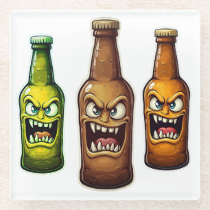 Just a bunch of angry beer bottles glass coaster