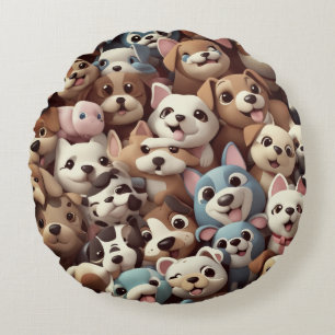 Just a bunch of puppies round pillow