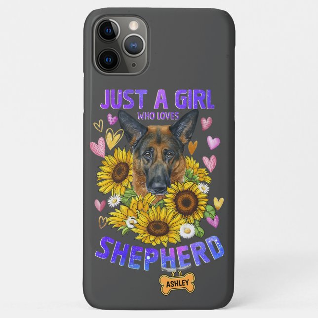 Just a Cute Girl Loves German Shepherd  Sunflower Case-Mate iPhone Case (Back)