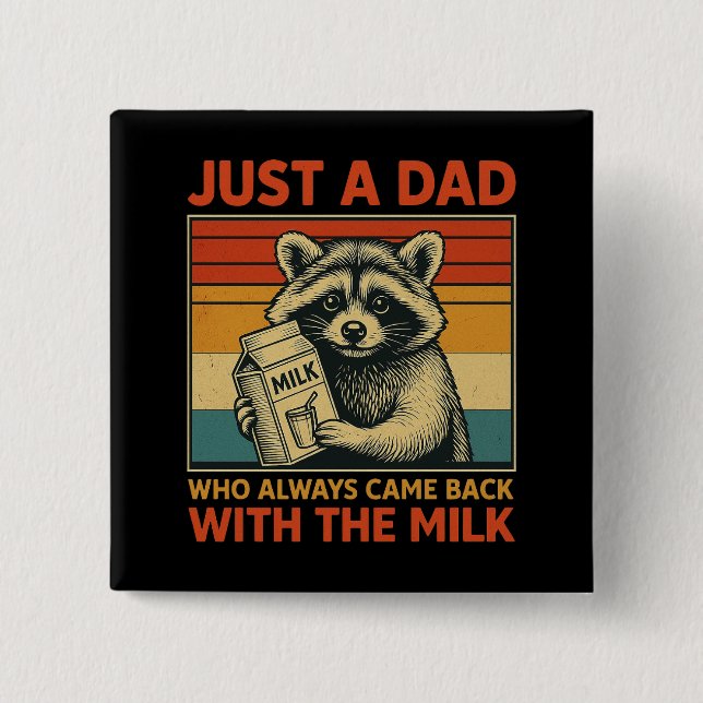 Just a Dad Who Always Came Back With The Milk 2 Inch Square Button (Front)