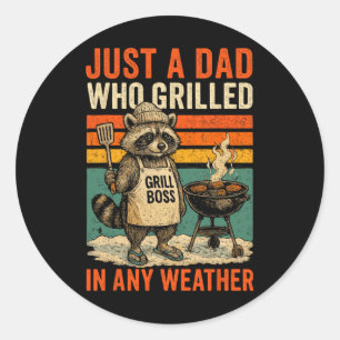 Just A Dad Who Funny Fathers Day Gift Raccoon Joke Classic Round Sticker