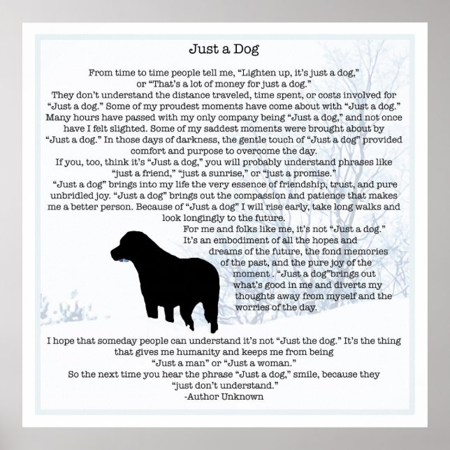 Just A Dog Quote - Black Labrador - Dog Lover Poem Poster (Front)