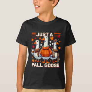 Just A Fall Goose Funny Pixel Autumn Retro Style 2 T-Shirt