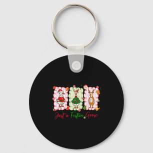 Just A Festive Goose Christmas Holiday Funny Silly Keychain
