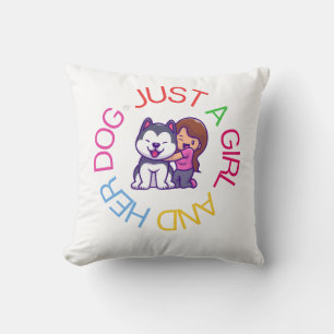 Just A Girl And Her Dog Throw Pillow