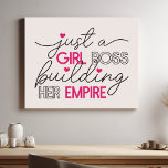 Just A Girl Boss Building Her Empire Faux Canvas Print<br><div class="desc">Empower your space and ignite your ambition with this stylish canvas print. Featuring the empowering phrase "Just a girl boss building her empire" in a modern script against a chic blush pink background, this artwork is the perfect reminder of your strength and potential. Ideal for your office, workspace, or any...</div>