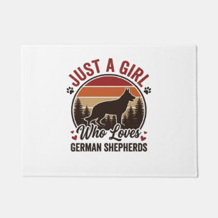 Just A Girl German Shepherd Vintage Dog Lover Desi Doormat