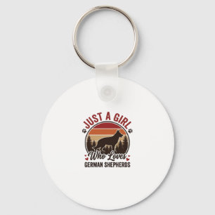 Just A Girl German Shepherd Vintage Dog Lover Desi Keychain