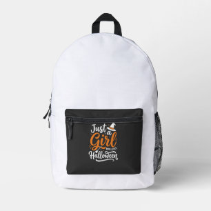 Just A Girl Halloween Vector Art Printed Backpack