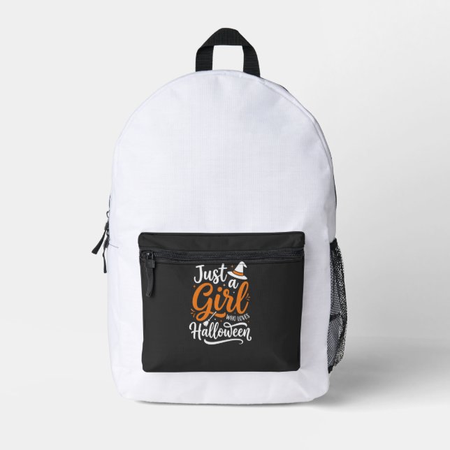 Just A Girl Halloween Vector Art Printed Backpack (Front)