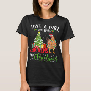 Just A Girl Loves Chicken And Christmas Pyjamas T-Shirt