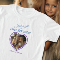Just A Girl Loves Her Horse Photo Heart Purple
